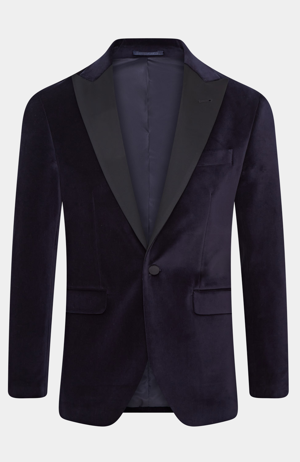 NAVY VELVET TUXEDO JACKET